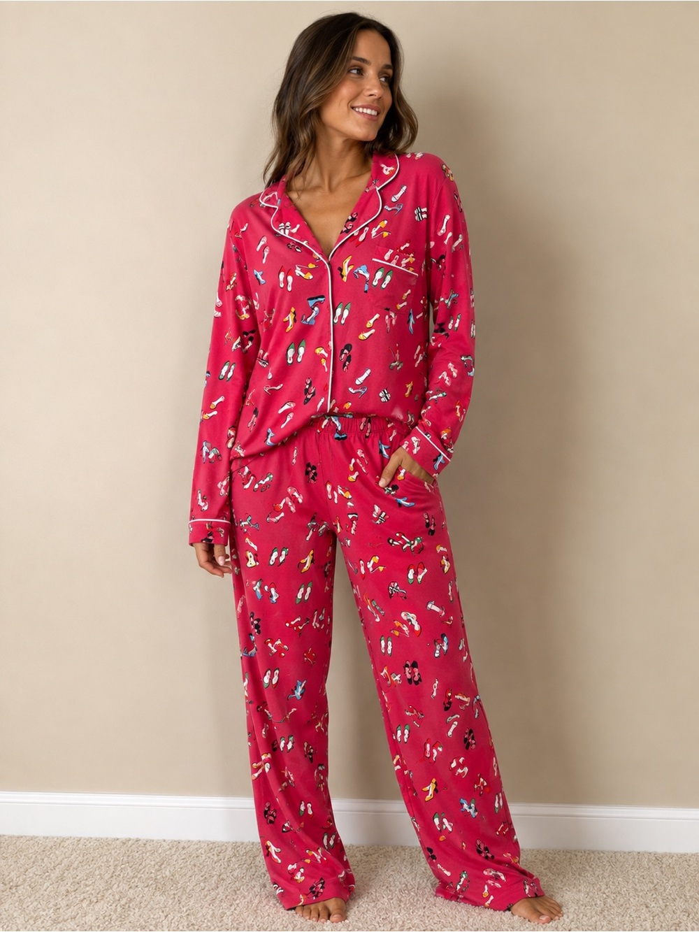 Kate Spade New York Red Fabulous Colorful Shoes Pajama Set